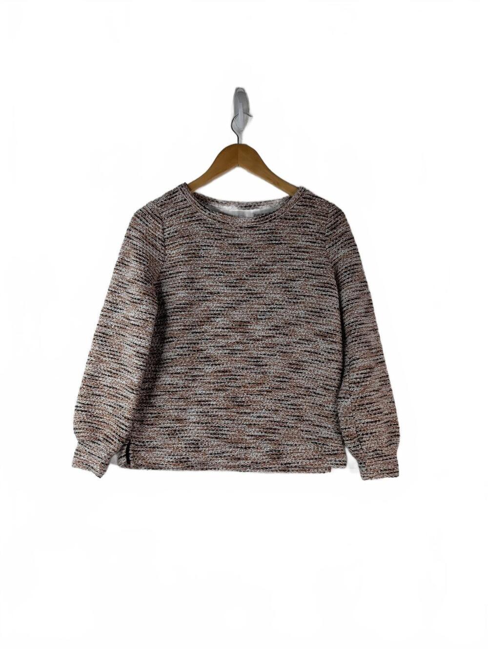 LOFT Super Soft Textured Knit Boucle Sweatshirt in Doe Brown, Petite XS
